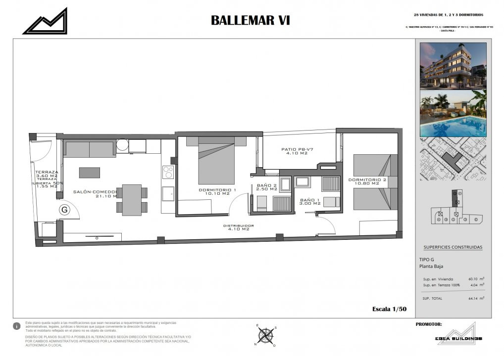 Apartament cu 2 dormitoare in Ballemar VI - aproape de mare